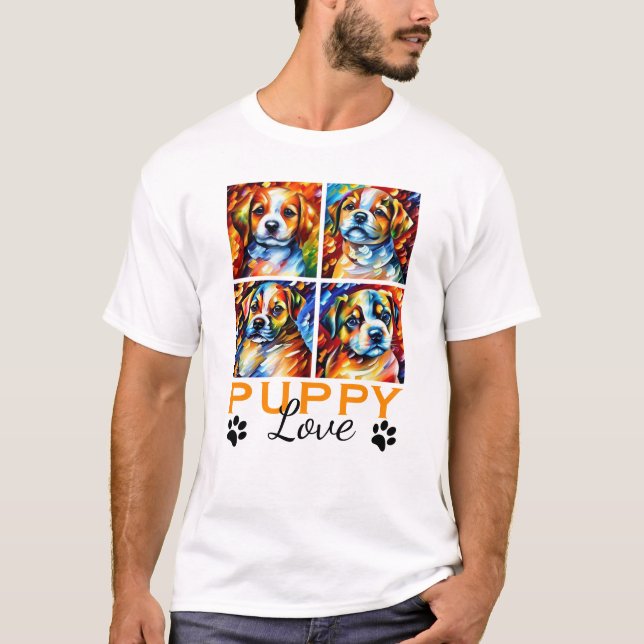 Stiliserade kute Puppies T-Shirt (Framsida)