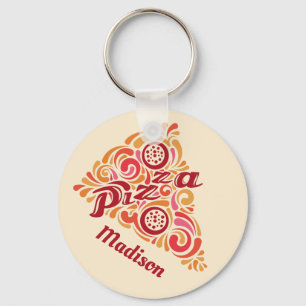 Stiliserade nyckelringar för anpassade Pizza-namn