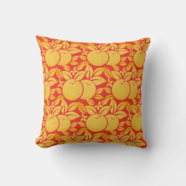 Stiliserade Orangar och Blommar Kudde (Framsida)