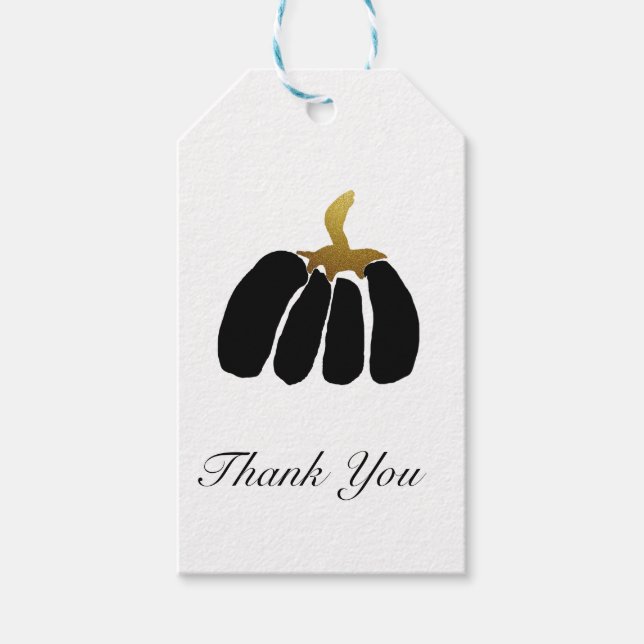 Stiliserade pumpor i svart, vitt och Guld Presentetikett (Framsidan)