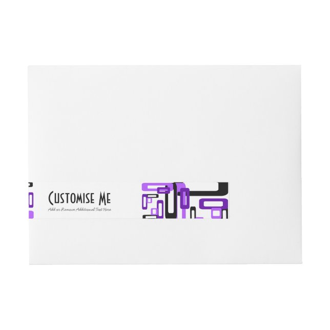 Stiliserade rektanglar, Lila/svart (Monogram) Etikettband (Framsidan)
