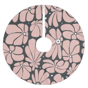 Stiliserade stora blommar, sömlöst blommönster. julgransmatta borstad polyester