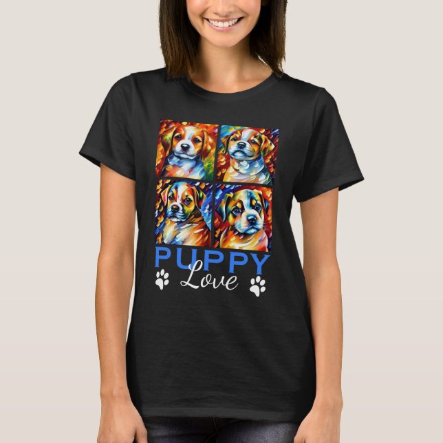 Stiliserade stympade valpar t shirt (Framsida)
