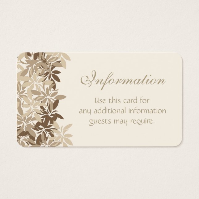 Stiliserade Tan and Brown Blommigt Löv Visitkort (Framsidan)