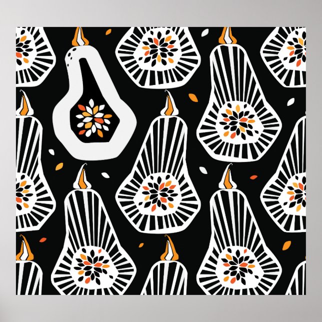 Stiliserade vallningsfrön: Sömlös design Poster (Framsidan)