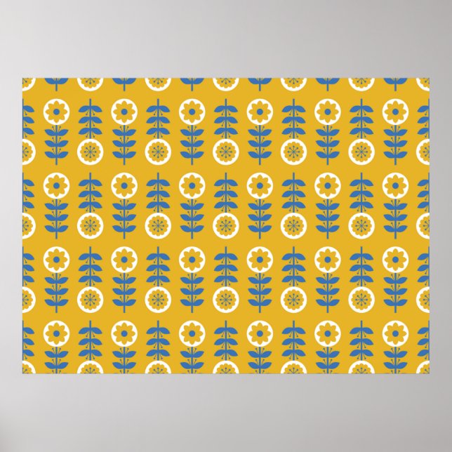 Stiliserat blomster sömlöst mönster. Skandinavisk  Poster (Framsidan)
