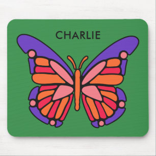 Stiliserat Butterfly-eget namn mousepad Musmatta