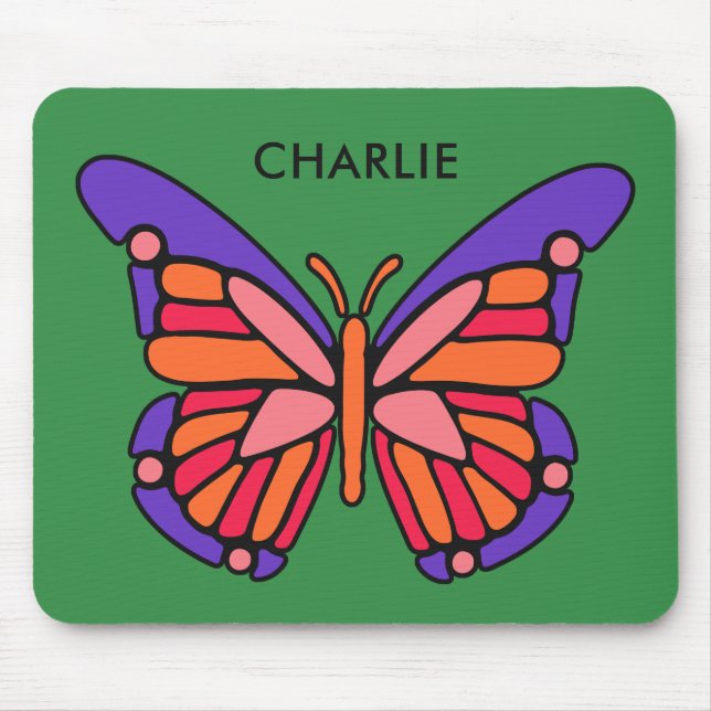 Stiliserat Butterfly-eget namn mousepad Musmatta (Framsidan)