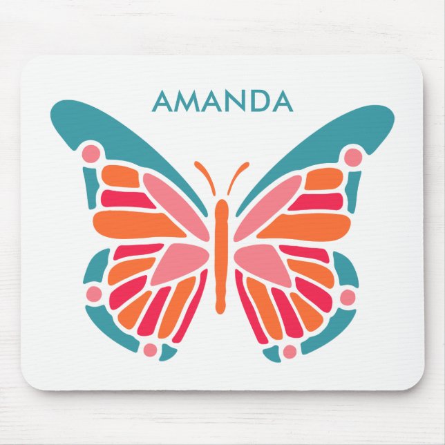 Stiliserat Butterfly-eget namn mousepad Musmatta (Framsidan)