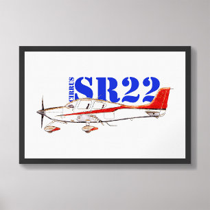 Stiliserat Cirrus SR22-plan med fet typografi Fototryck