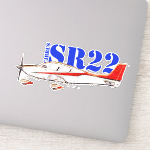 Stiliserat Cirrus SR22-plan med fet typografi Klistermärken