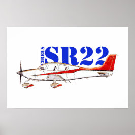 Stiliserat Cirrus SR22-plan med fet typografi Poster