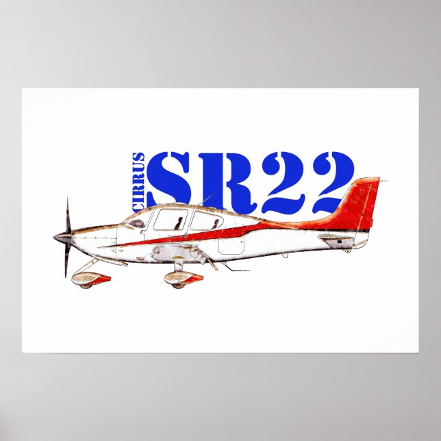 Stiliserat Cirrus SR22-plan med fet typografi Poster (Framsidan)