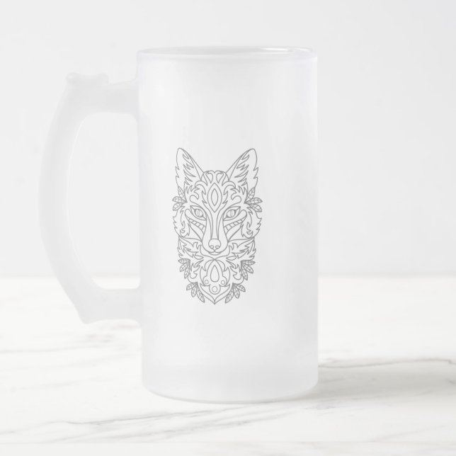 Stiliserat fox Frostat Glass Mugg (Vänster)