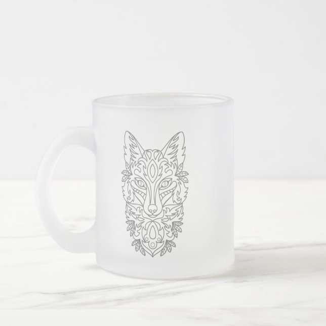 Stiliserat fox Frostat Glass Mugg (Vänster)