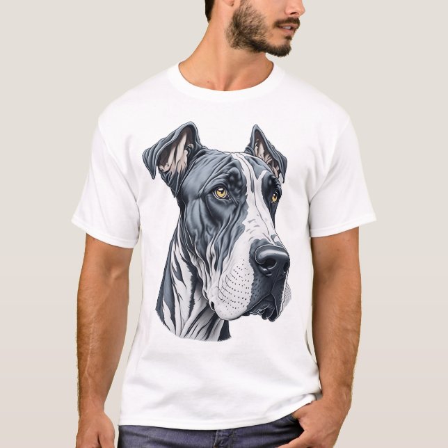 Stiliserat Great Dane-huvud T Shirt (Framsida)