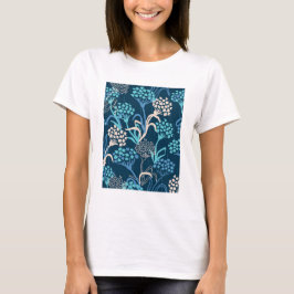 Stiliserat Hydrangea-Blommönster - Elegant Blue T Shirt