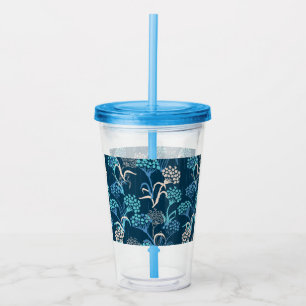 Stiliserat Hydrangea-Blommönster - Elegant Blue Take Away Mugg