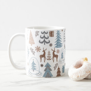 Stiliserat Julgranar Utandningsrenar Snöflake Kaffemugg