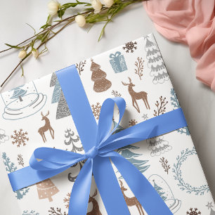 Stiliserat Julgranar Utandningsrenar Snöflake Presentpapper