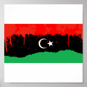Stiliserat Kungariket Libyen Flagga Poster