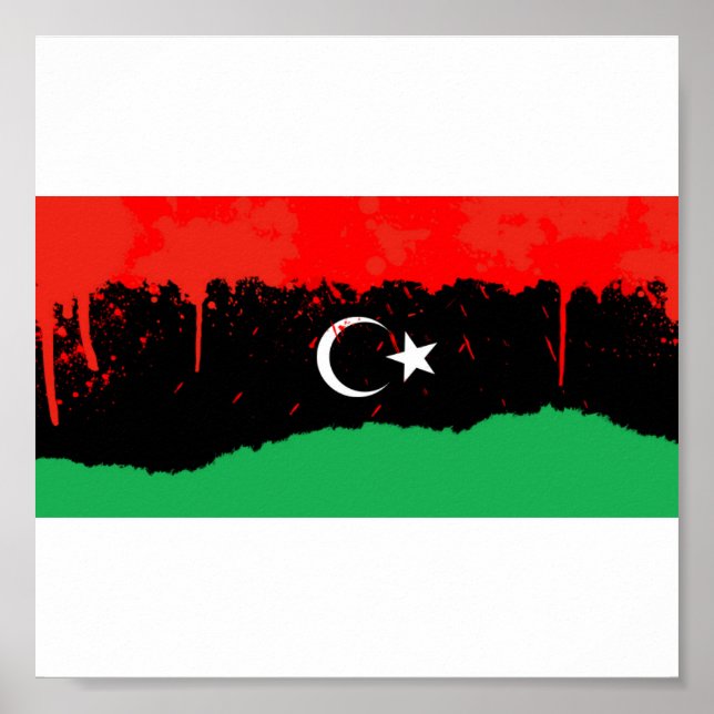 Stiliserat Kungariket Libyen Flagga Poster (Framsidan)