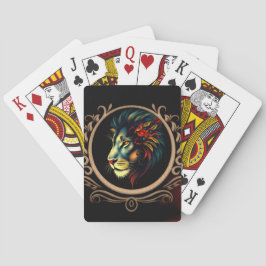 Stiliserat Lejont huvud Porträtt i Mandala Ram Casinokort