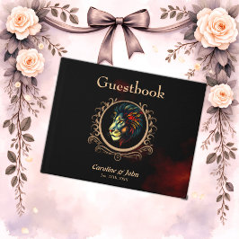 Stiliserat Lejont huvud Porträtt i Mandala Ram Gästböcker