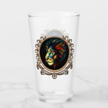 Stiliserat Lejont huvud Porträtt i Mandala Ram