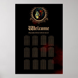 Stiliserat Lejont huvud Porträtt i Mandala Ram Poster