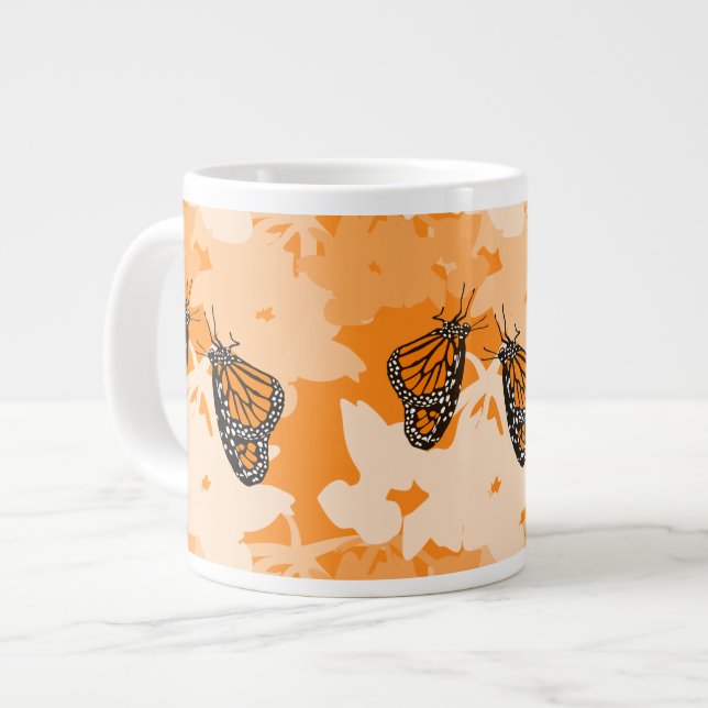 Stiliserat ljus Matande monarch Butterfly-par Jumbo Mugg (Framsida vänster)
