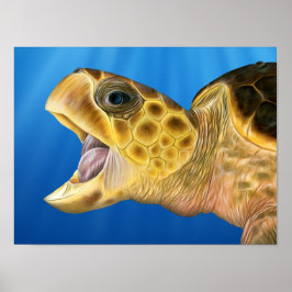 Stiliserat Loggerhead Open Mouth Poster