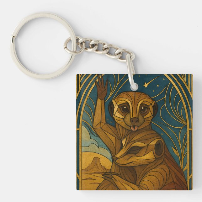 Stiliserat Meerkat-par under Starry Himmel (Framsidan)