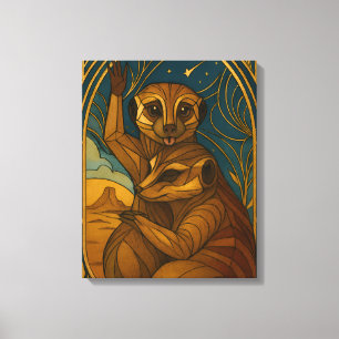 Stiliserat Meerkat-par under Starry Himmel Canvastryck