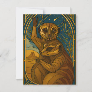 Stiliserat Meerkat-par under Starry Himmel Vykort