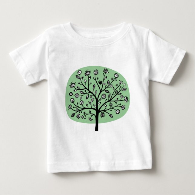 Stiliserat nedre Träd - Fäst Grönt T Shirt (Framsida)