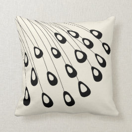 Stiliserat Peacock Feather Modern Black and White Kudde