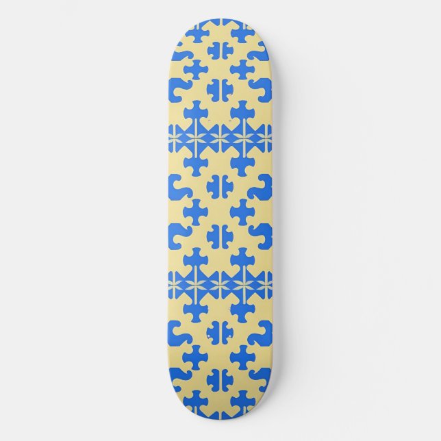 Stiliserat Pusselbitsmönster Mini Skateboard Bräda 18,5 Cm (Framsida)