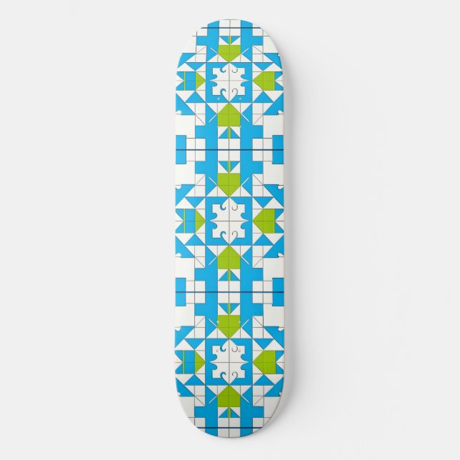 Stiliserat Pusselbitsmönster Mini Skateboard Bräda 18,5 Cm (Framsida)