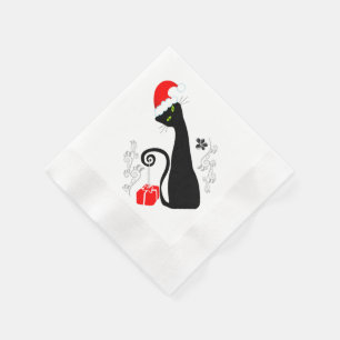 Stiliserat svart julklapp i Santa Hat Pappersservett