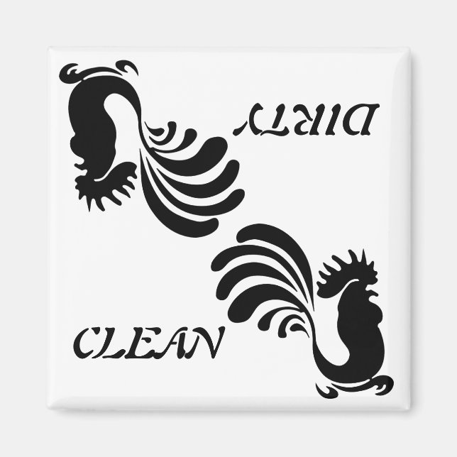 Stiliserat Tupp - "Clean/Dirty" Dish Washer Magnet (Framsidan)