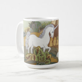 Stiliserat Unicorn och Horse Kaffemugg