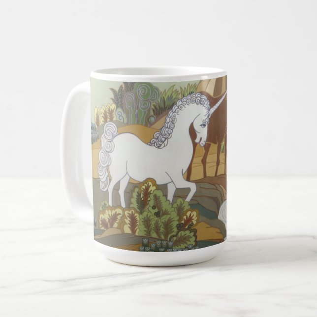 Stiliserat Unicorn och Horse Kaffemugg (Framsida vänster)