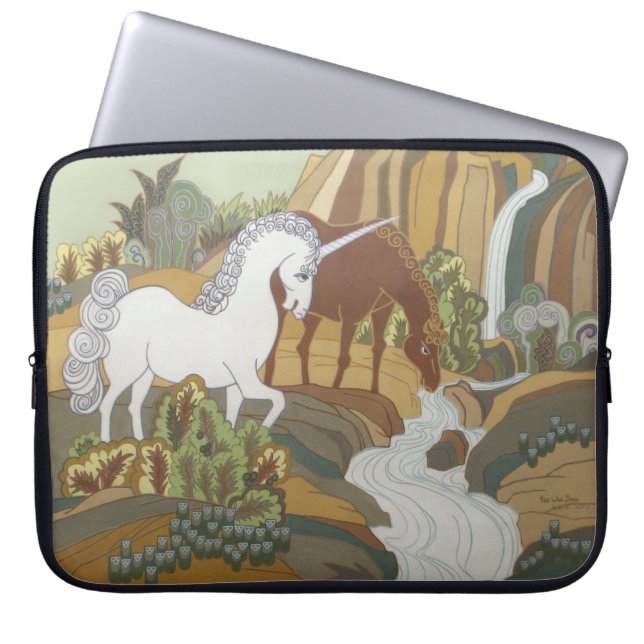 Stiliserat Unicorn och Horse Laptop Fodral (Framsidan)