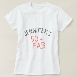 Stilisk Personlig 50 Fabulous Coral Birthday T Shirt