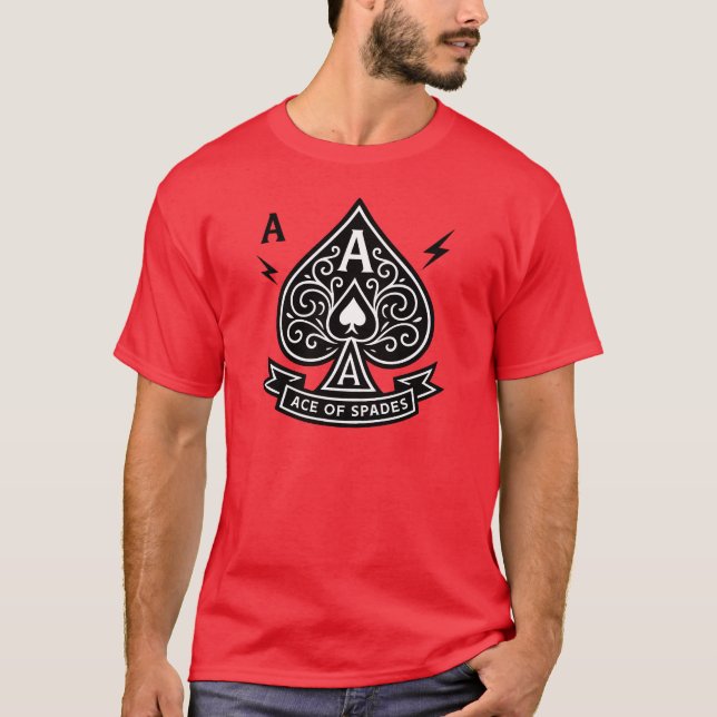 Stilized Ace of Spades - Art-Deco Vector Emblem T Shirt (Framsida)