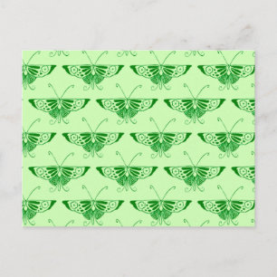 Stilized Art Deco-fjäril - emerald grönt Vykort