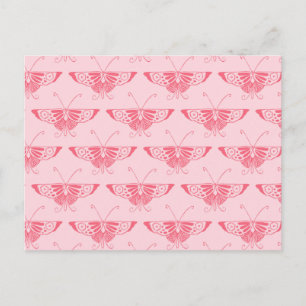 Stilized Art Deco-fjäril - korallets rosa Vykort