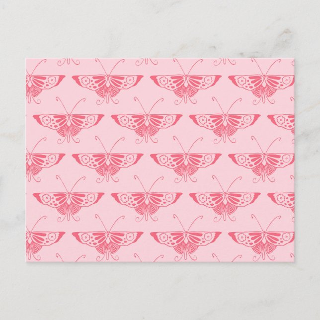Stilized Art Deco-fjäril - korallets rosa Vykort (Framsida)