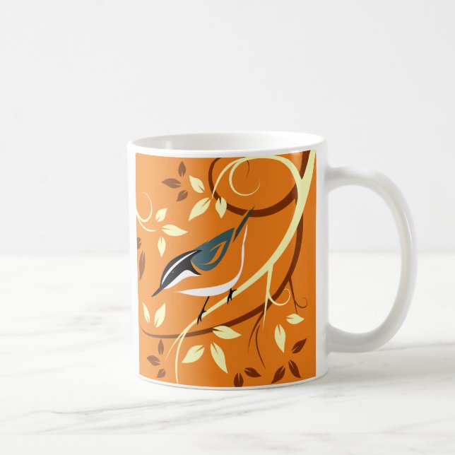 Stilized Bird Art - Nuthatch Kaffemugg (Höger)